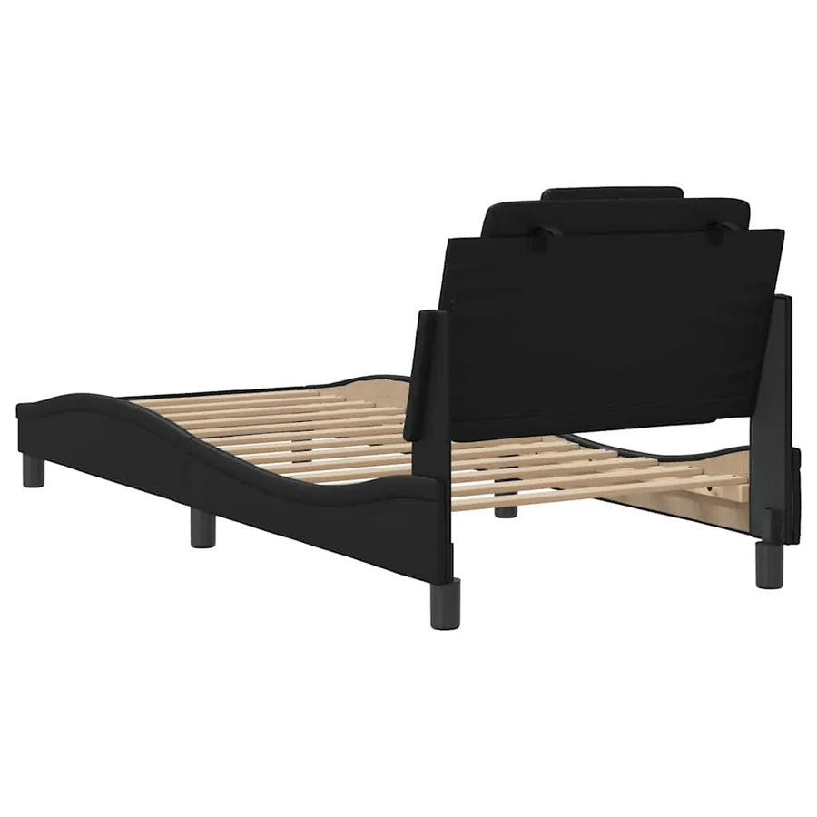 Cadre de lit Viana sans matelas noir 80x200 cm similicuir - 6