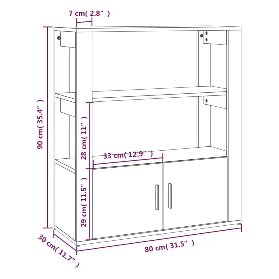 Buffet Chêne sonoma 80x30x90 cm Bois d'ingénierie - 9