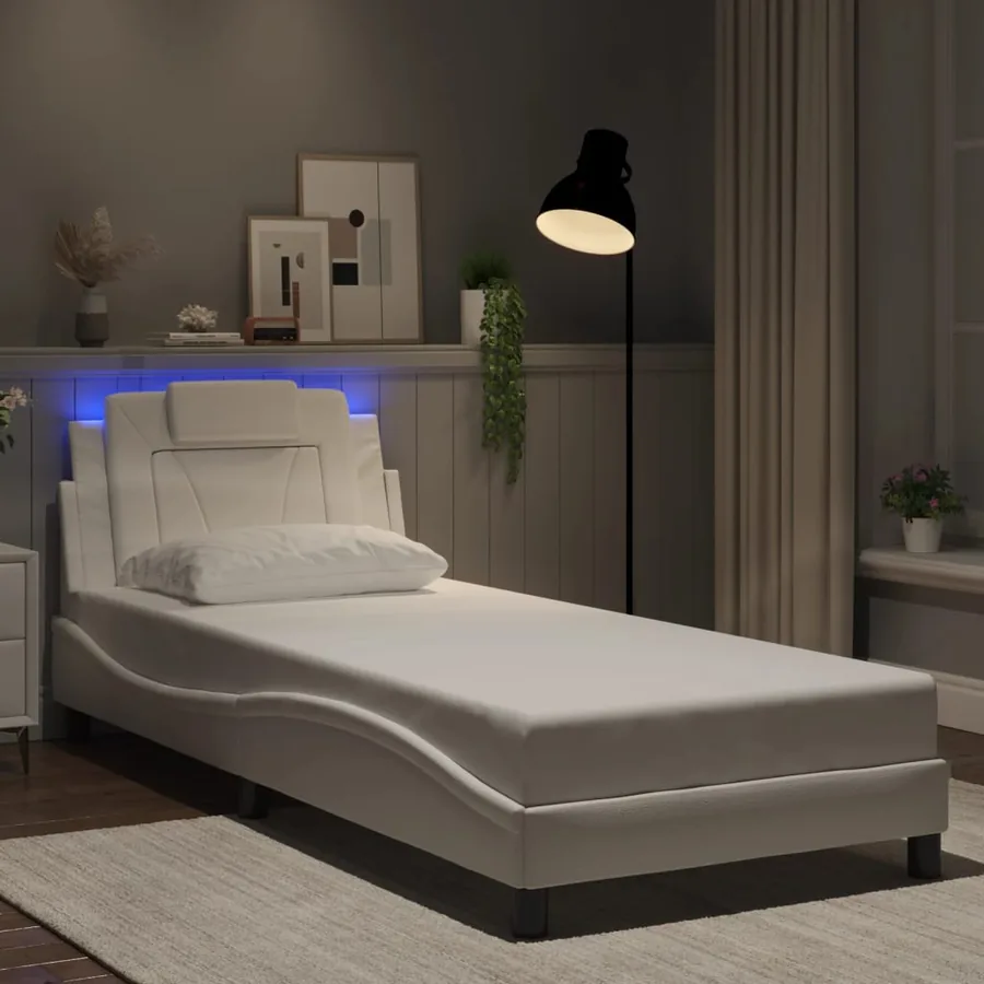 Cadre de lit Viana avec LED sans matelas blanc 90x200 cm
