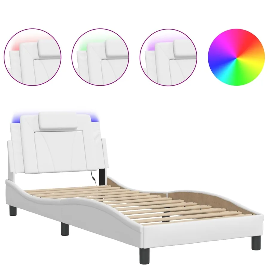 Cadre de lit Viana avec LED sans matelas blanc 90x200 cm - 2