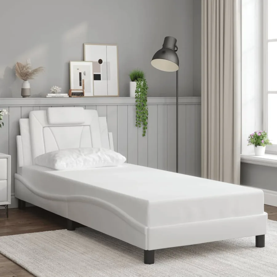 Cadre de lit Viana avec LED sans matelas blanc 90x190 cm - 4