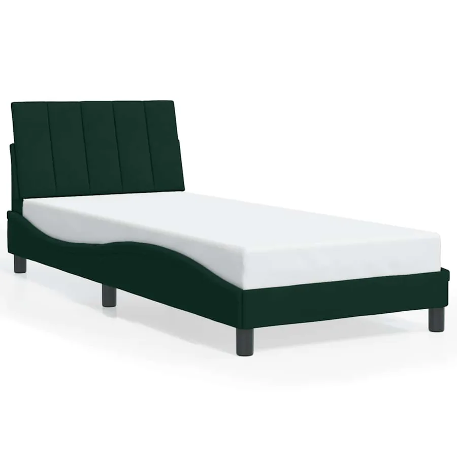 Cadre de lit sans matelas Hanko vert foncé 90x190 cm velours - 2