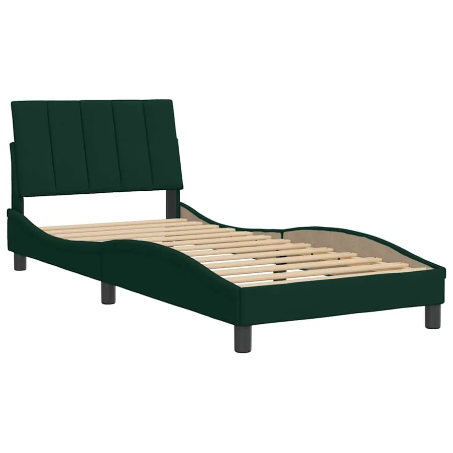 Cadre de lit sans matelas Hanko vert foncé 90x190 cm velours - 3