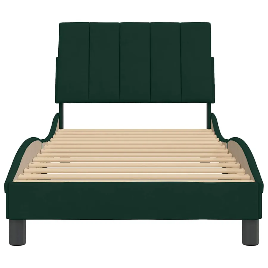 Cadre de lit sans matelas Hanko vert foncé 90x190 cm velours - 5