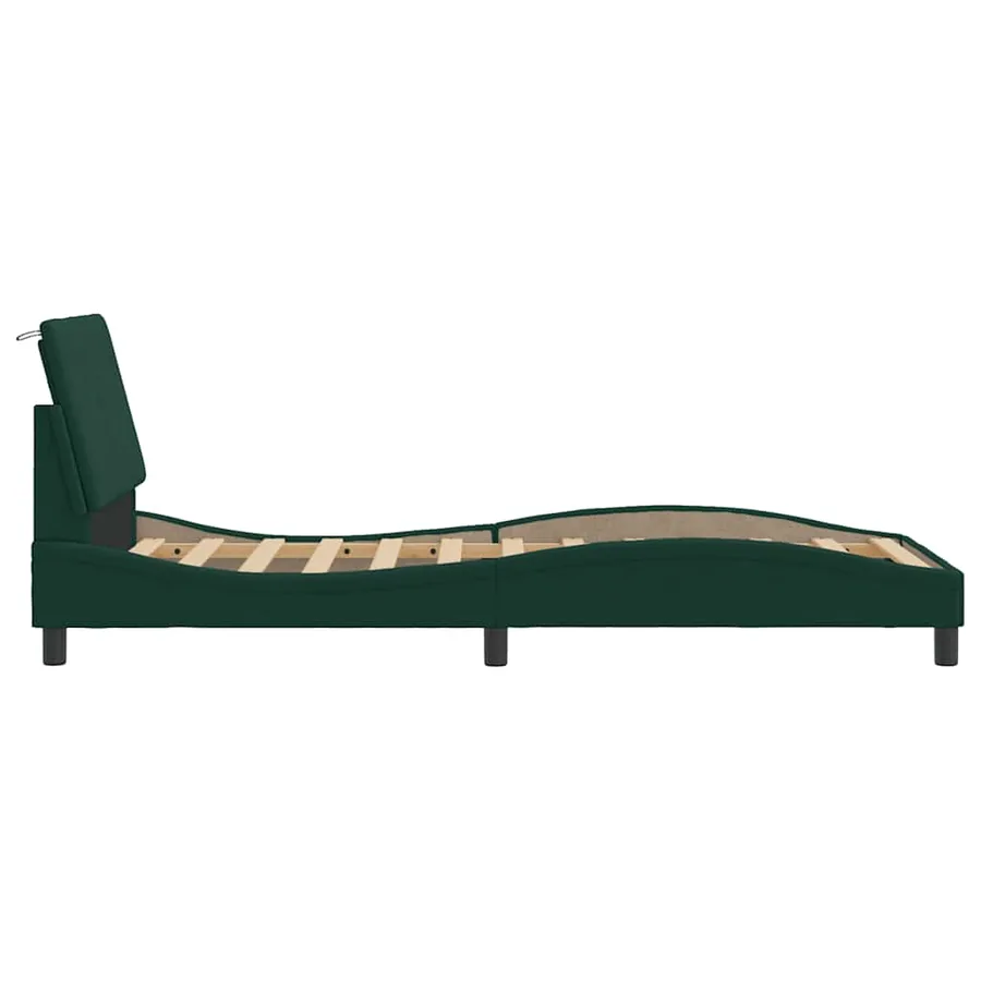 Cadre de lit sans matelas Hanko vert foncé 90x190 cm velours - 6