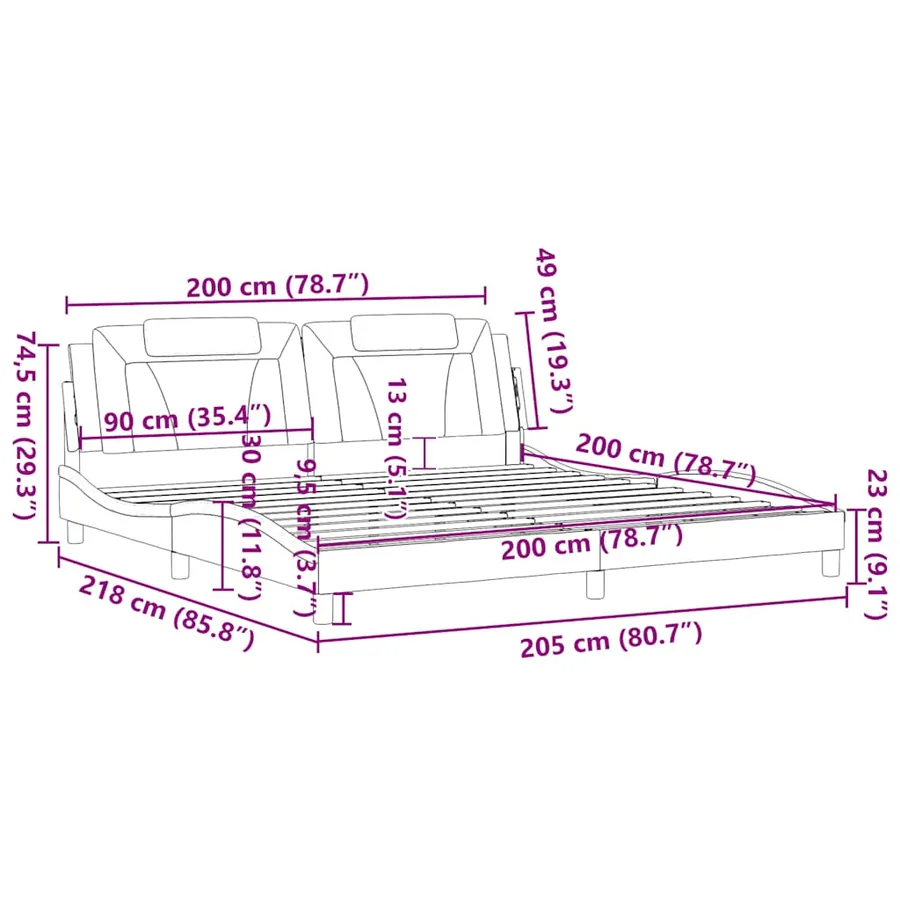 Cadre de lit Viana sans matelas blanc 200x200 cm similicuir - 12