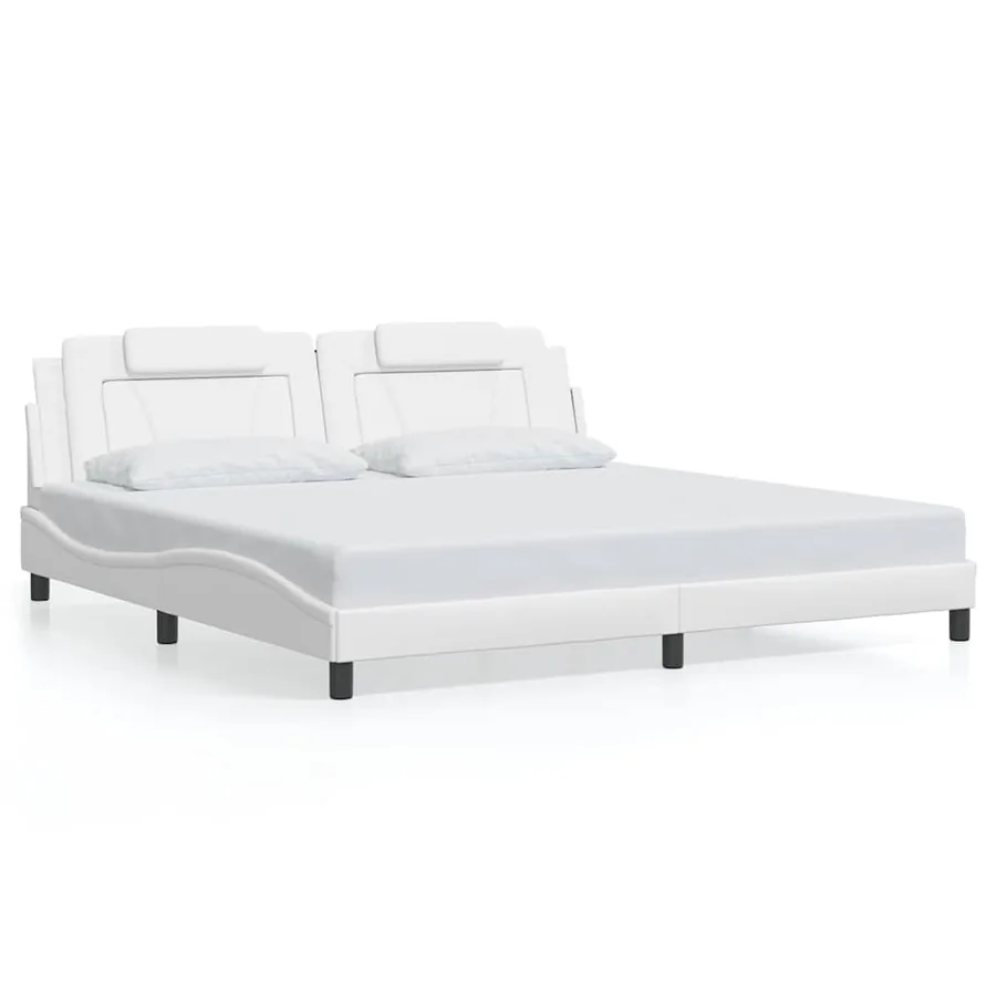 Cadre de lit Viana sans matelas blanc 200x200 cm similicuir - 2