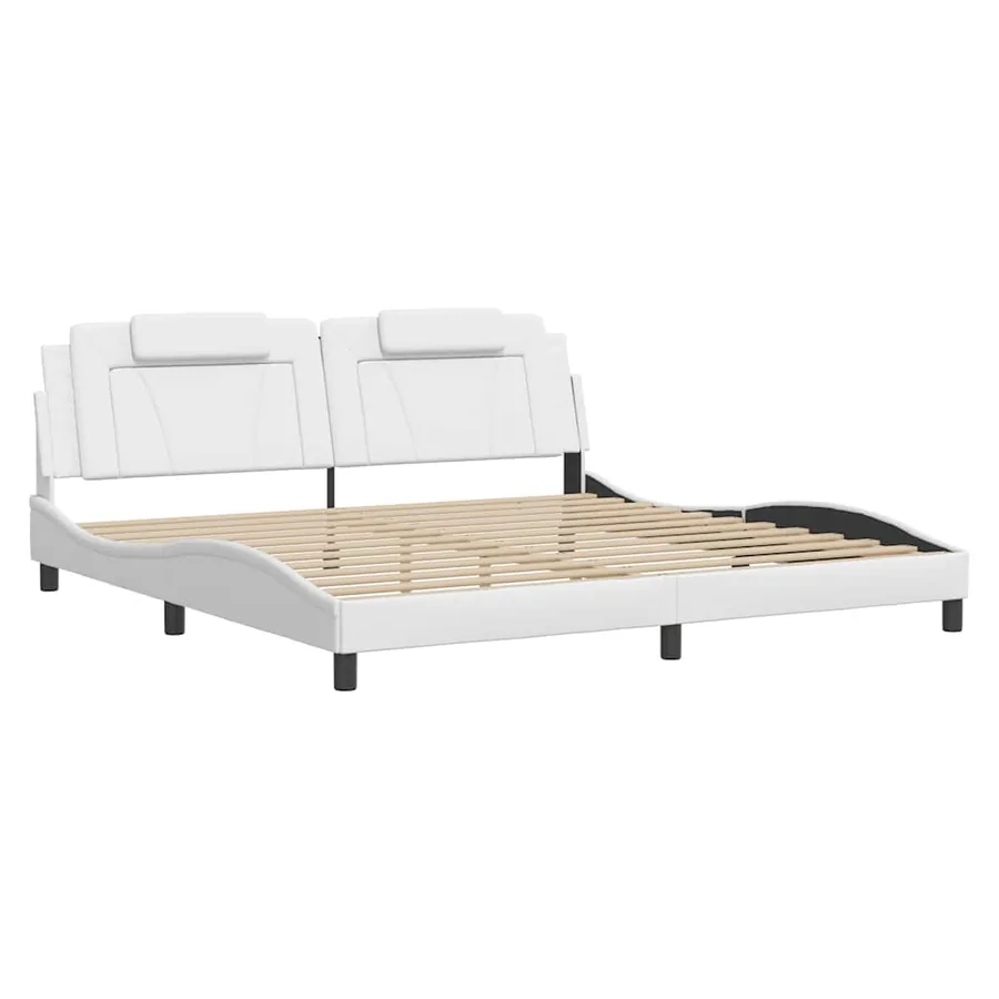 Cadre de lit Viana sans matelas blanc 200x200 cm similicuir - 3