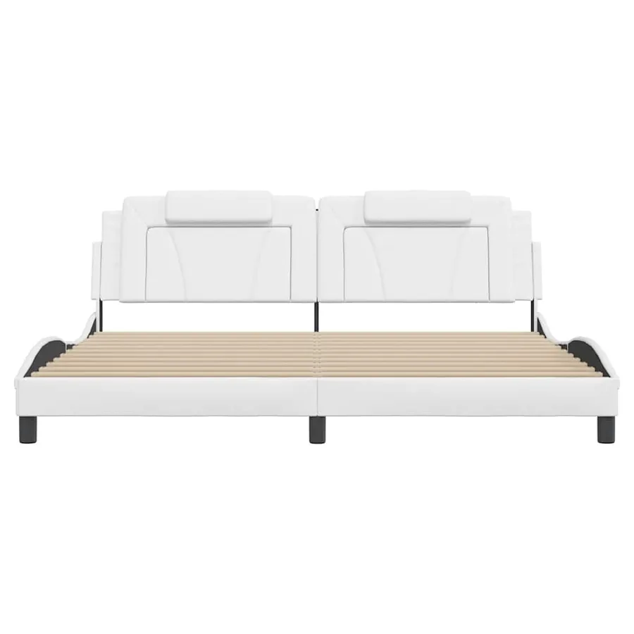 Cadre de lit Viana sans matelas blanc 200x200 cm similicuir - 4