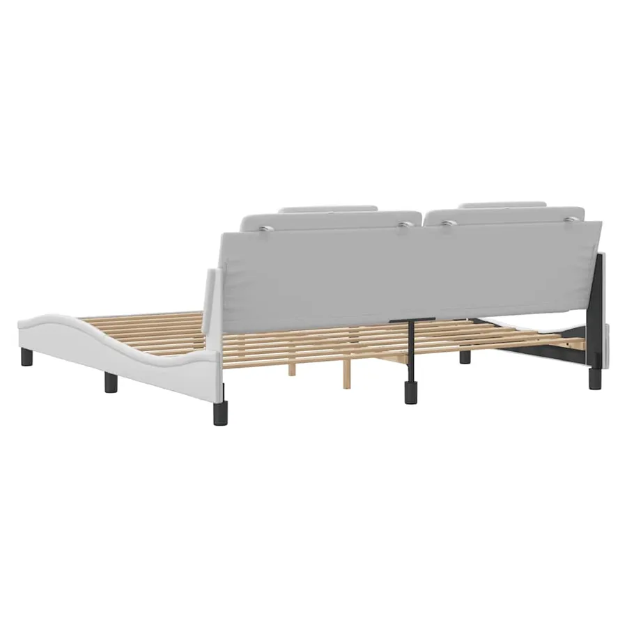 Cadre de lit Viana sans matelas blanc 200x200 cm similicuir - 6