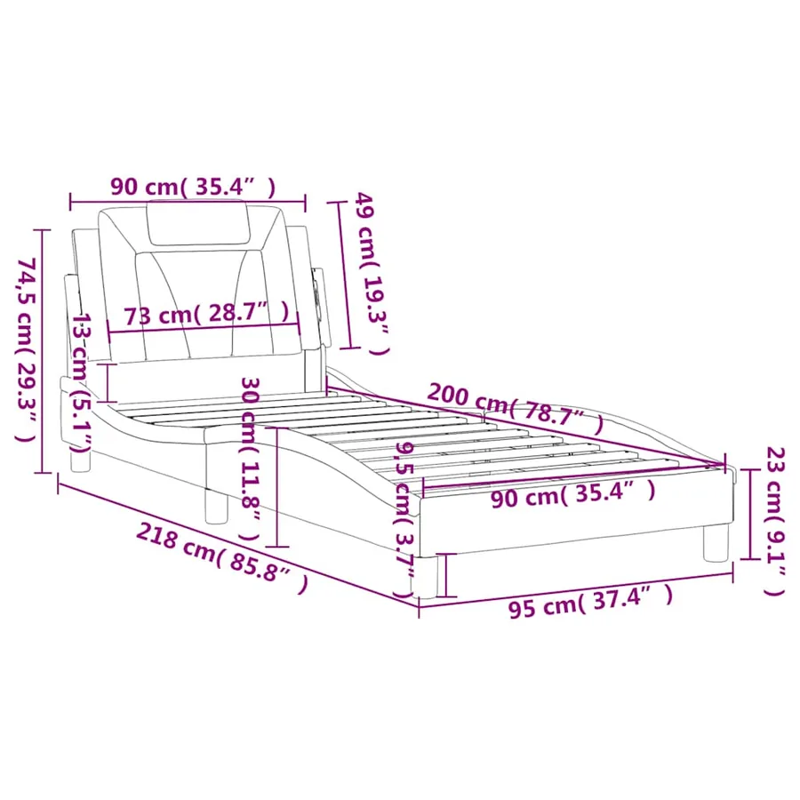 Cadre de lit Viana sans matelas noir 90x200 cm similicuir - 12