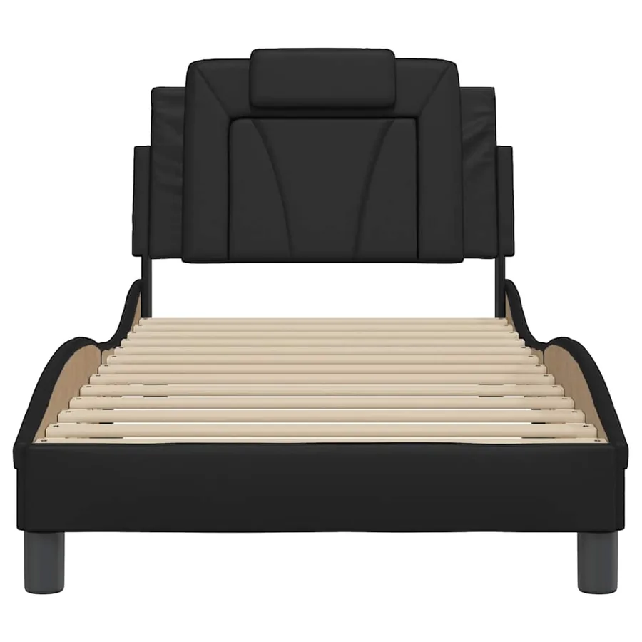 Cadre de lit Viana sans matelas noir 90x200 cm similicuir - 4