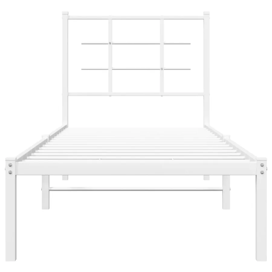 Cadre de lit métal sans matelas avec tête de lit blanc 75x190cm - 5