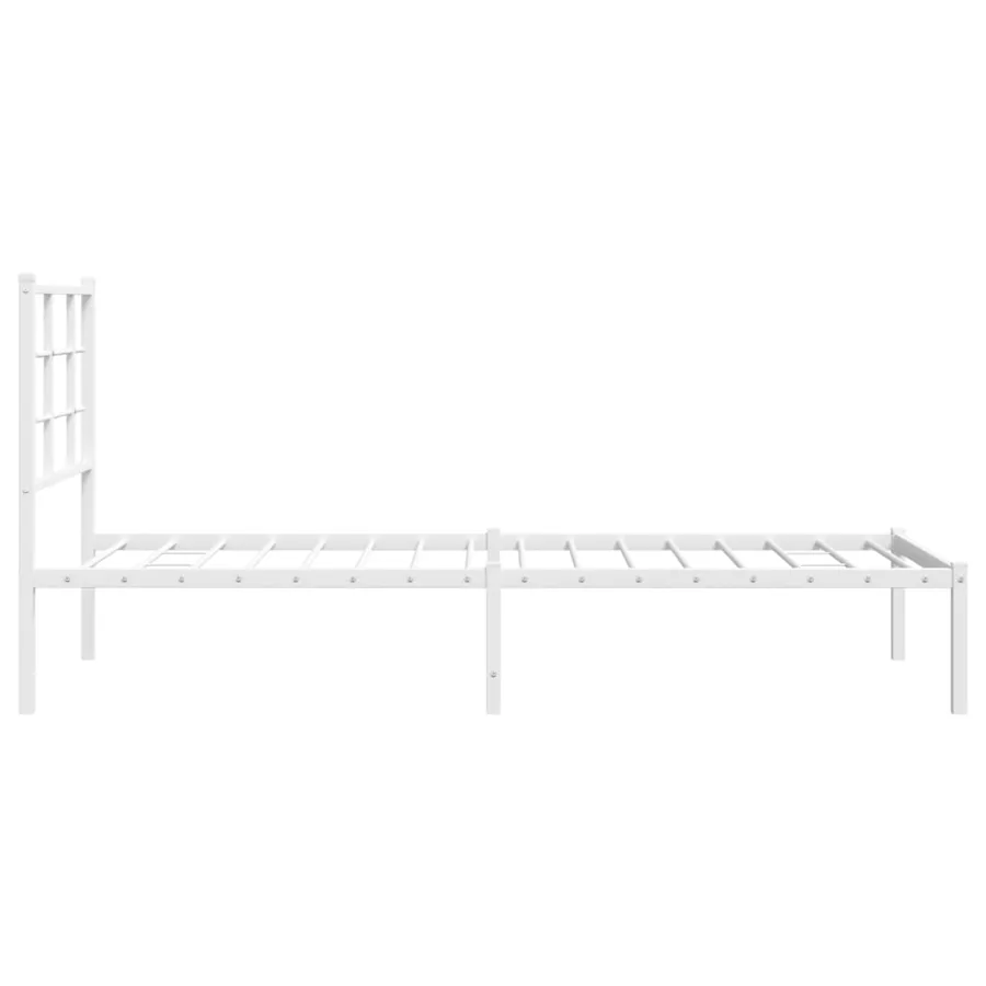 Cadre de lit métal sans matelas avec tête de lit blanc 75x190cm - 6