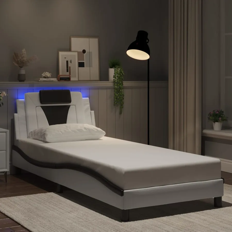 Cadre de lit Viana avec LED sans matelas blanc et noir 90x200 cm