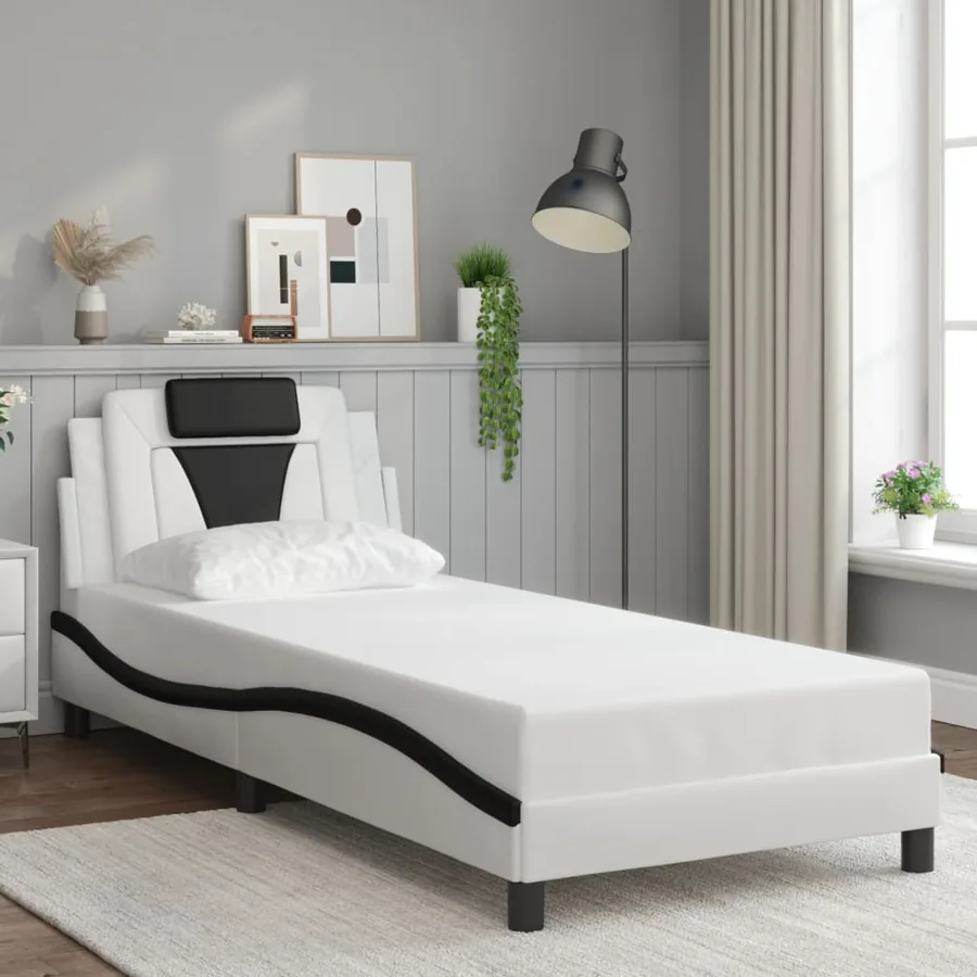 Cadre de lit Viana avec LED sans matelas blanc et noir 90x200 cm - 4
