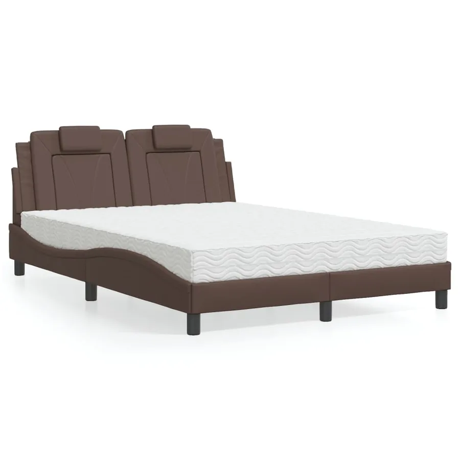 Lit Viana avec matelas marron 120x200 cm similicuir