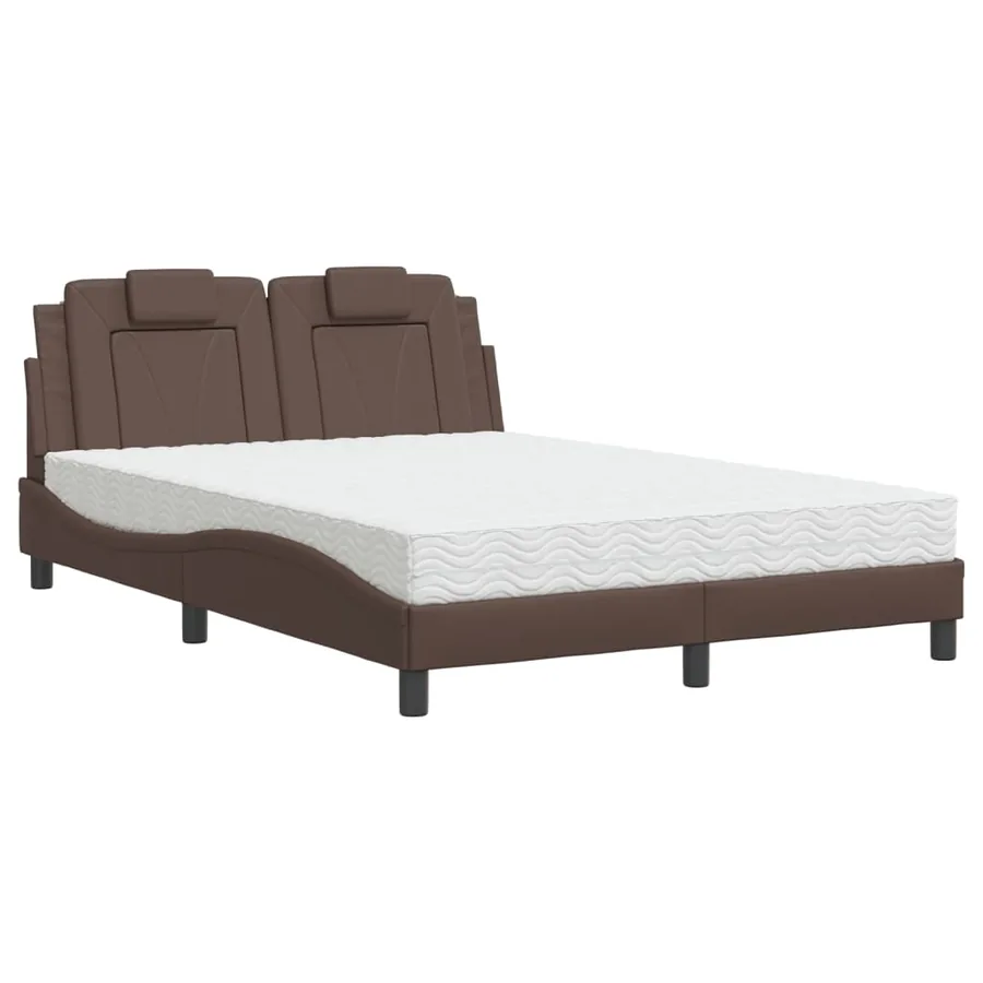 Lit Viana avec matelas marron 120x200 cm similicuir - 2