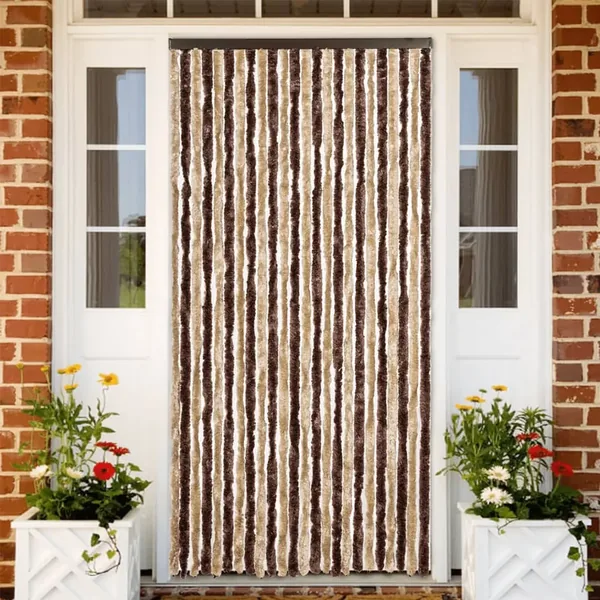 Rideau anti-mouches beige et marron clair 100x230 cm chenille