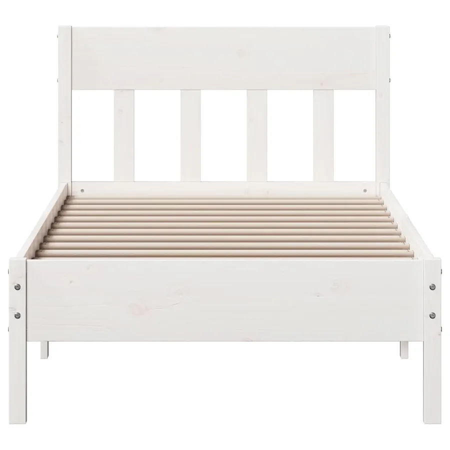 Cadre de lit sans matelas blanc 100x200 cm bois de pin massif - 4