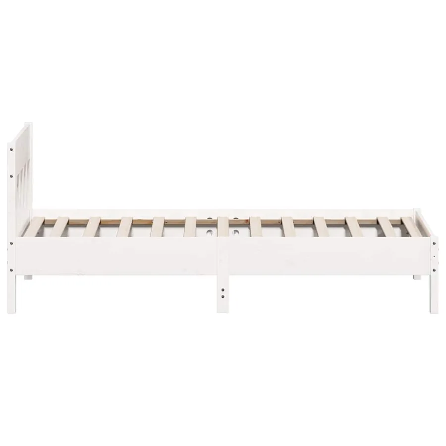 Cadre de lit sans matelas blanc 100x200 cm bois de pin massif - 5