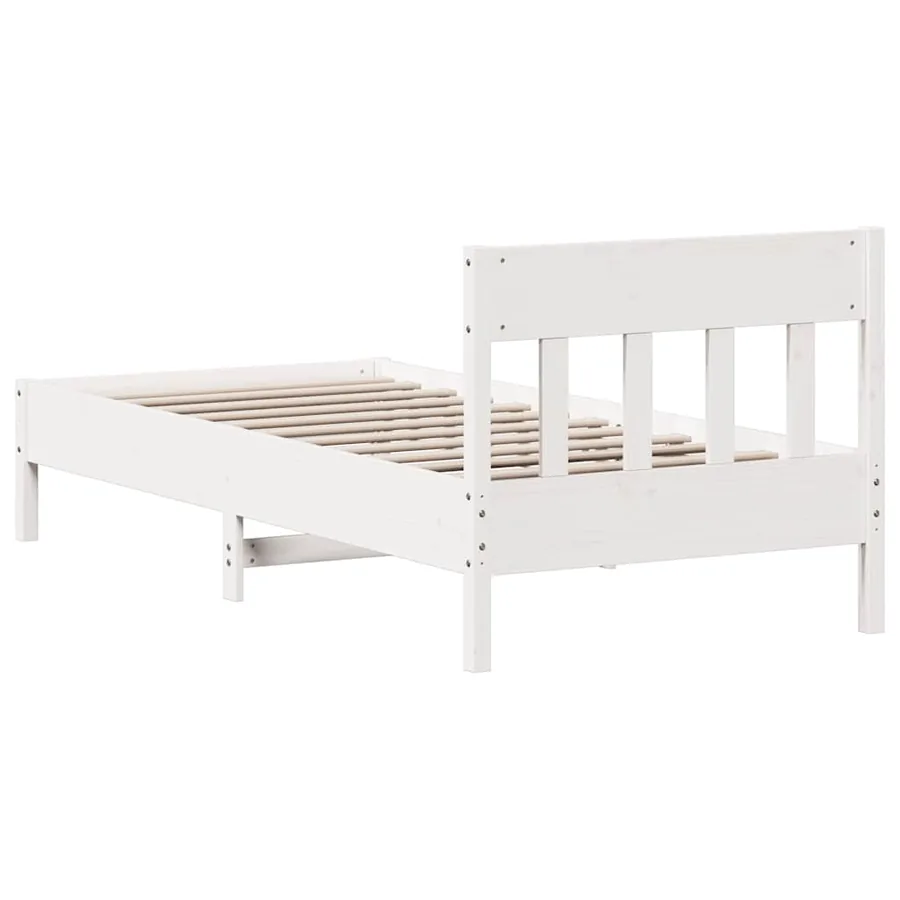 Cadre de lit sans matelas blanc 100x200 cm bois de pin massif - 6