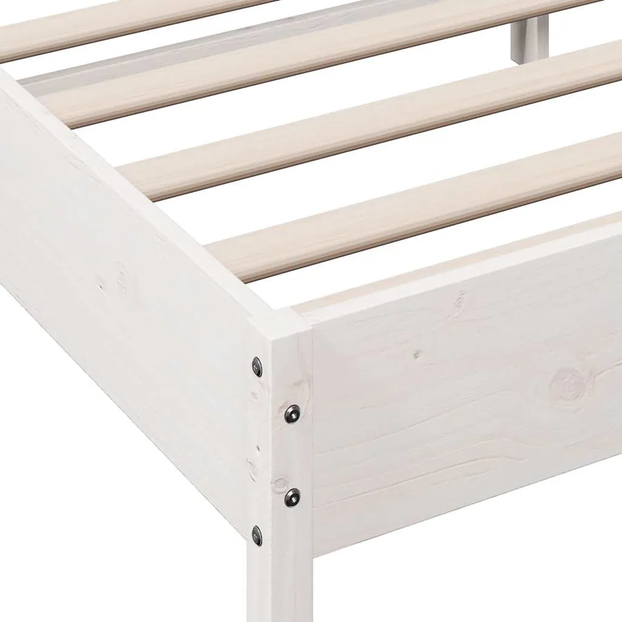 Cadre de lit sans matelas blanc 100x200 cm bois de pin massif - 7