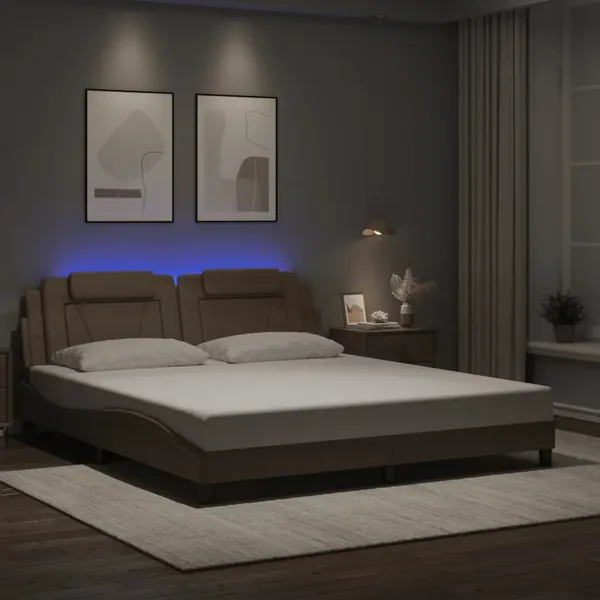 Cadre de lit Viana avec LED sans matelas cappuccino 180x200 cm