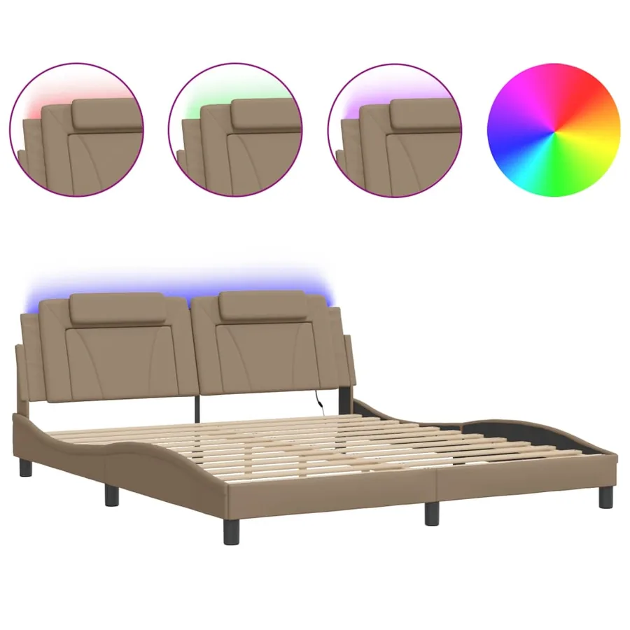 Cadre de lit Viana avec LED sans matelas cappuccino 180x200 cm - 2