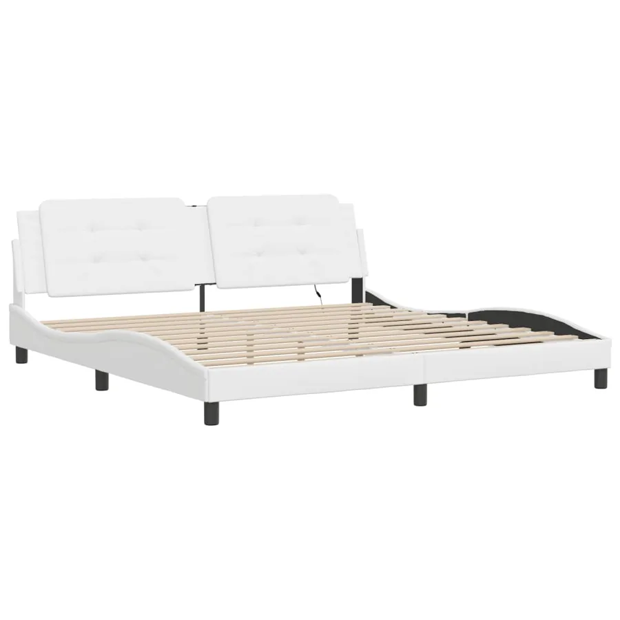 Cadre de lit avec LED sans matelas Zadar blanc 200x200 cm - 3
