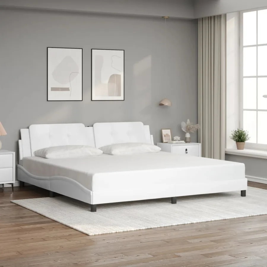 Cadre de lit avec LED sans matelas Zadar blanc 200x200 cm - 4