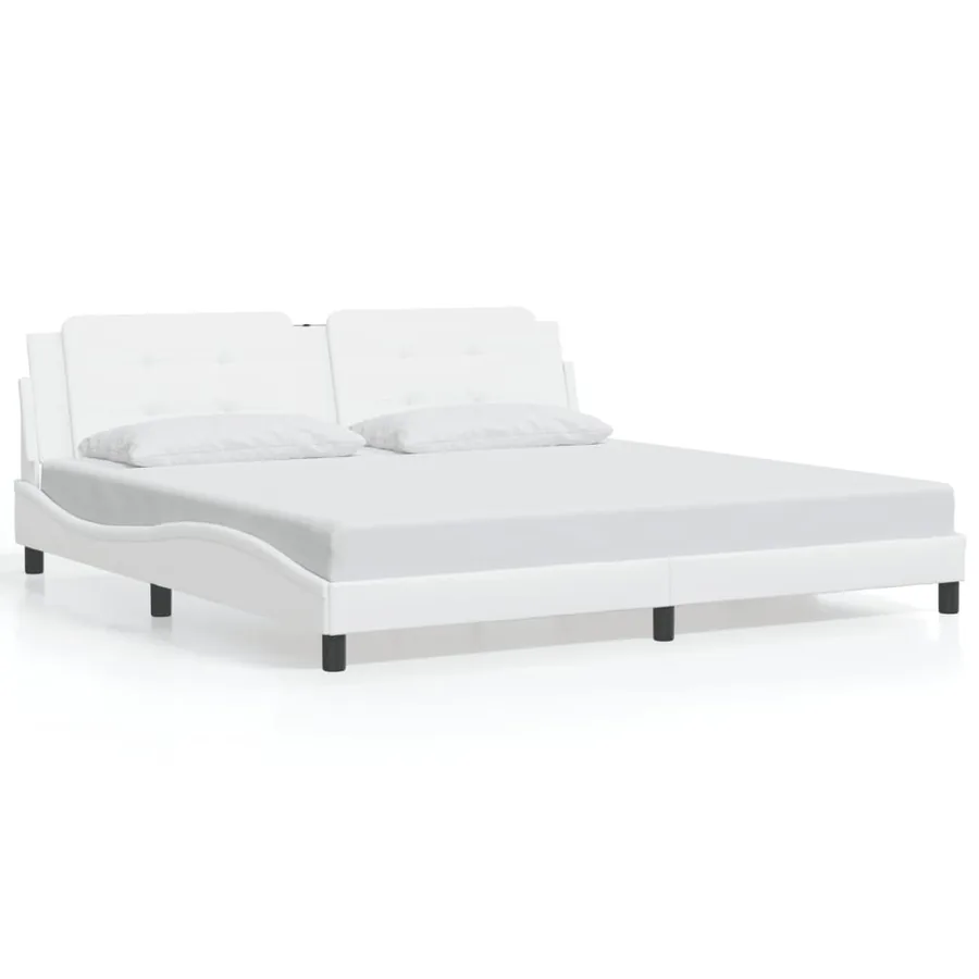 Cadre de lit avec LED sans matelas Zadar blanc 200x200 cm - 5
