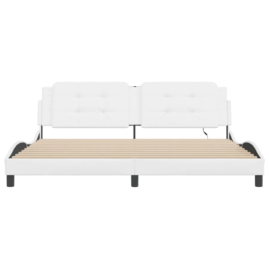 Cadre de lit avec LED sans matelas Zadar blanc 200x200 cm - 6