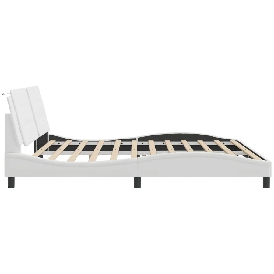 Cadre de lit avec LED sans matelas Zadar blanc 200x200 cm - 8