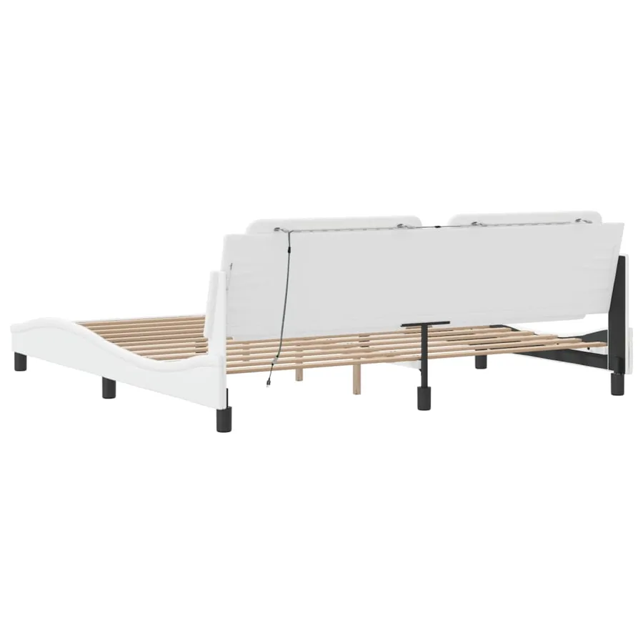 Cadre de lit avec LED sans matelas Zadar blanc 200x200 cm - 9