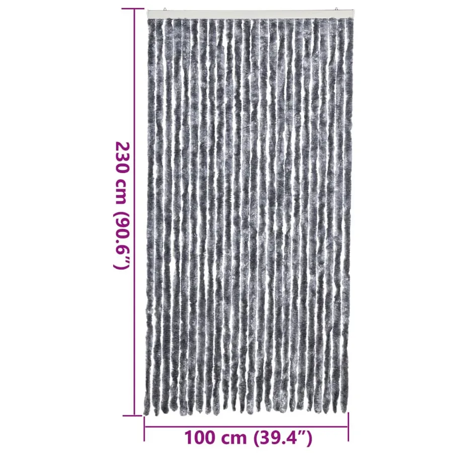 Rideau anti-mouches argenté 100x230 cm chenille - 7