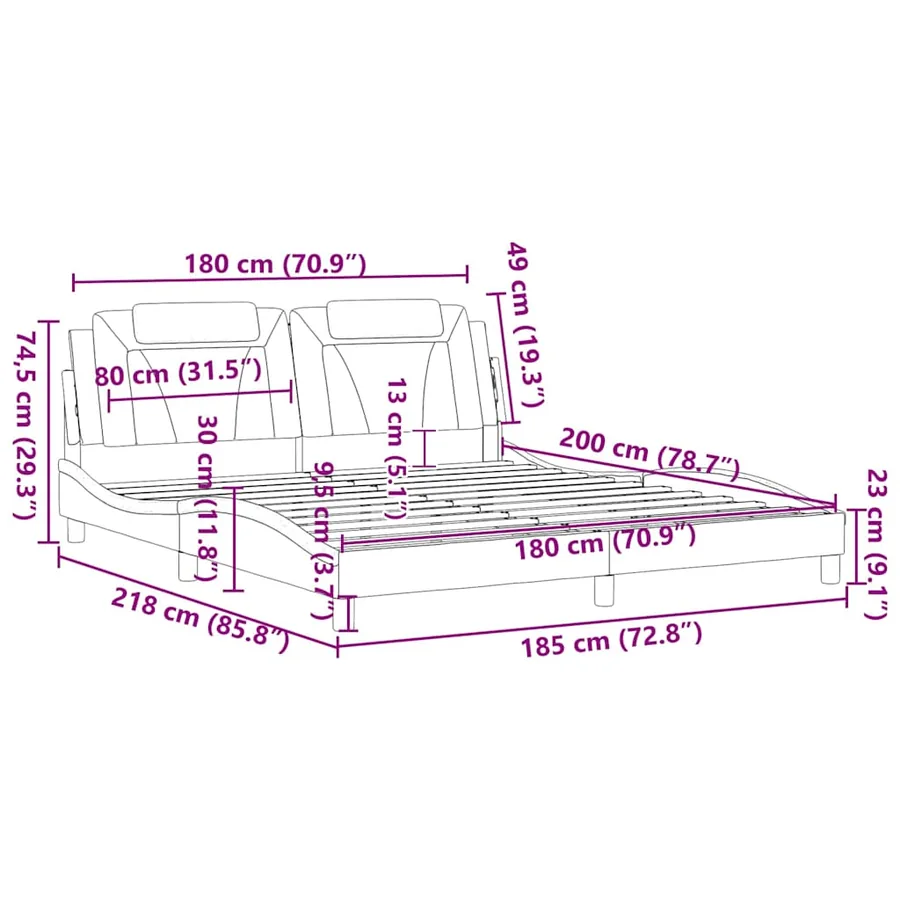 Cadre de lit Viana sans matelas gris 180x200 cm similicuir - 12