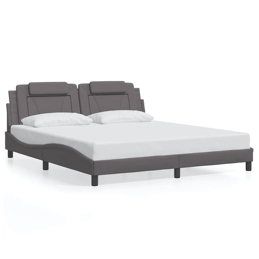 Cadre de lit Viana sans matelas gris 180x200 cm similicuir - 2
