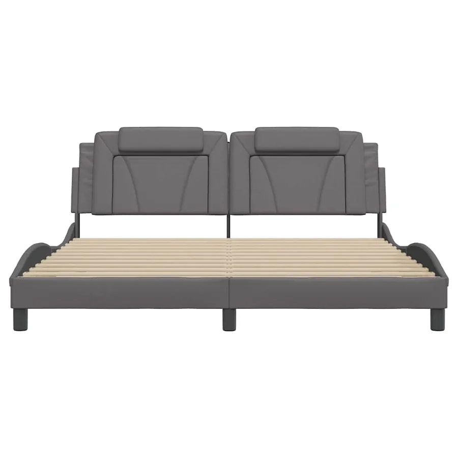 Cadre de lit Viana sans matelas gris 180x200 cm similicuir - 4