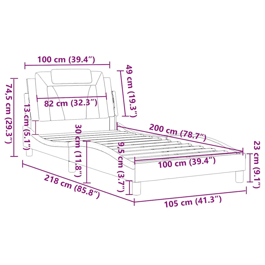 Cadre de lit Viana sans matelas marron 100x200 cm similicuir - 12