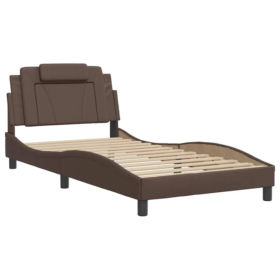 Cadre de lit Viana sans matelas marron 100x200 cm similicuir - 3