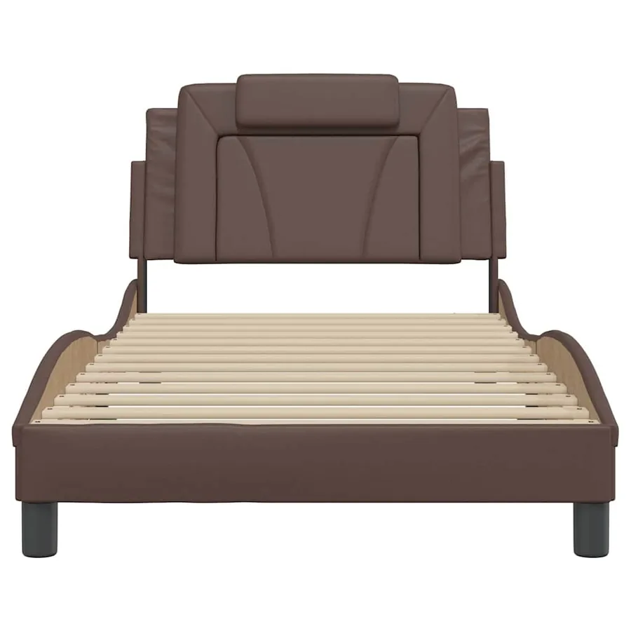 Cadre de lit Viana sans matelas marron 100x200 cm similicuir - 4