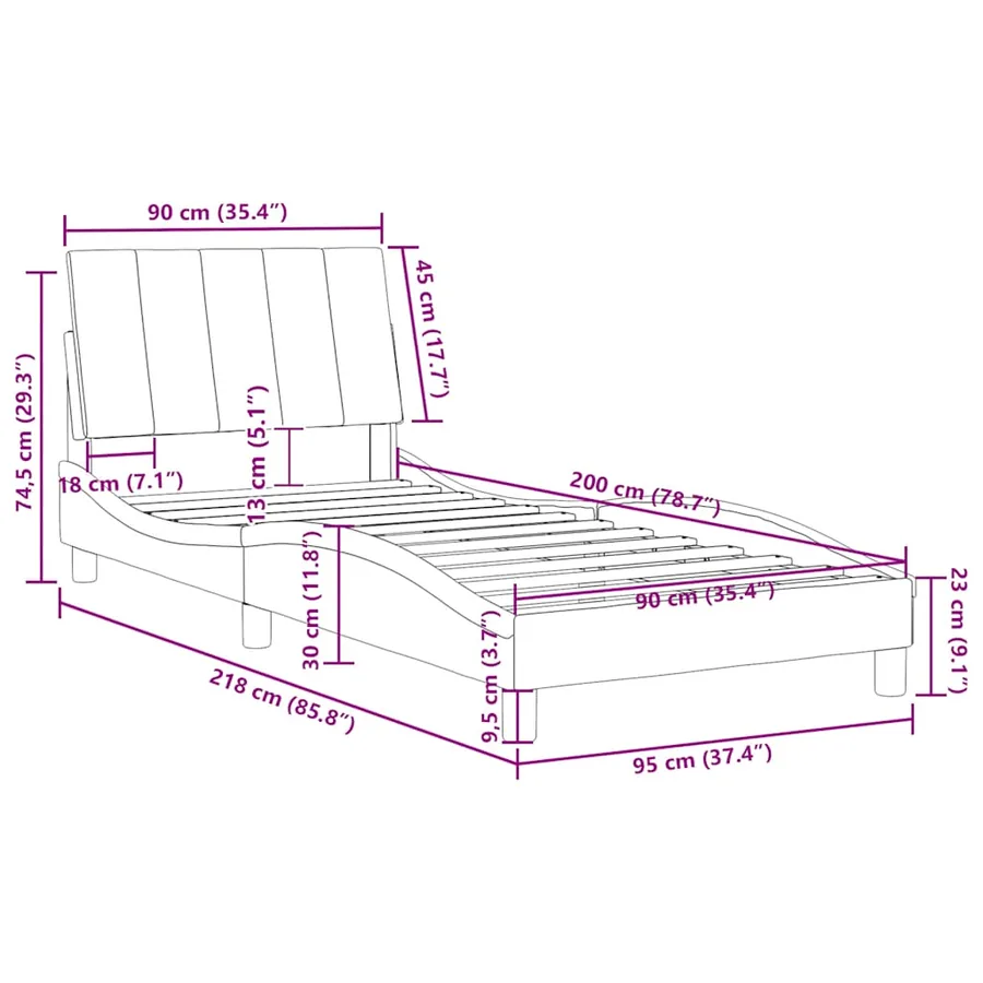 Cadre de lit sans matelas Hanko bleu 90x200 cm velours - 12
