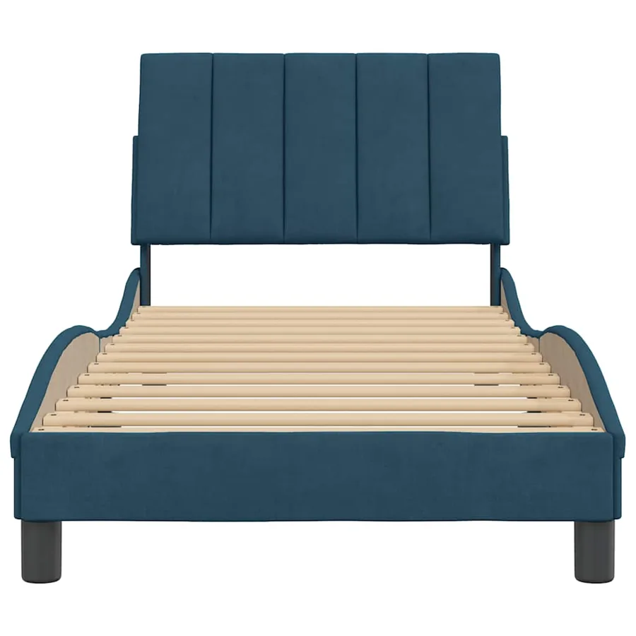 Cadre de lit sans matelas Hanko bleu 90x200 cm velours - 5