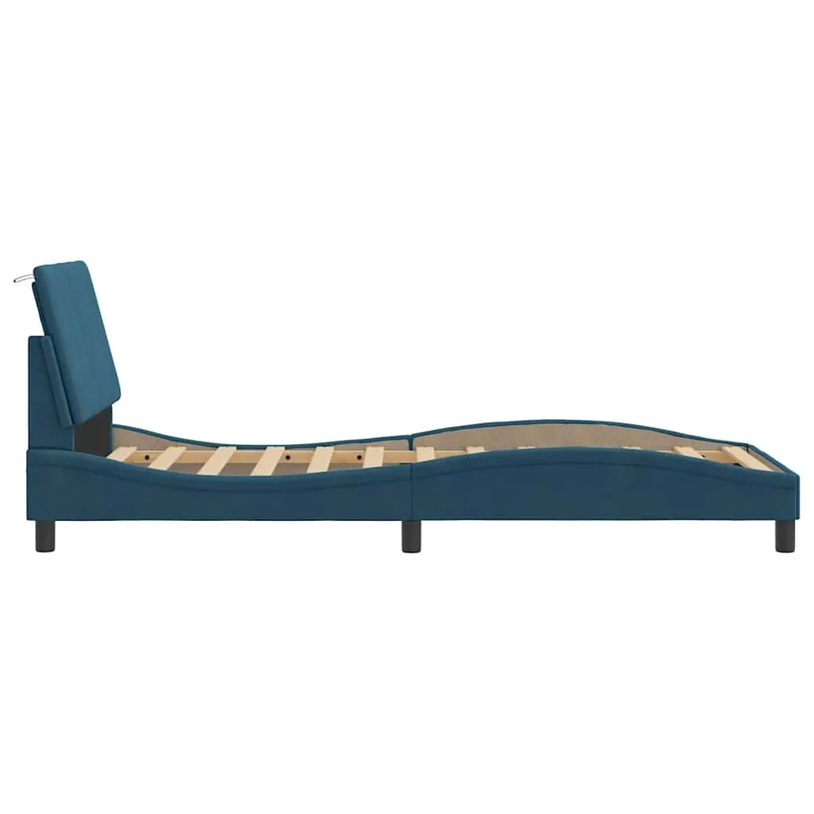 Cadre de lit sans matelas Hanko bleu 90x200 cm velours - 7