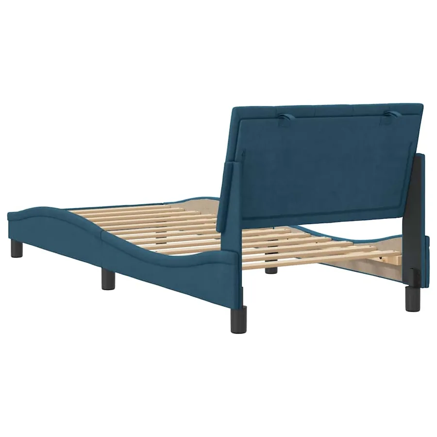 Cadre de lit sans matelas Hanko bleu 90x200 cm velours - 8