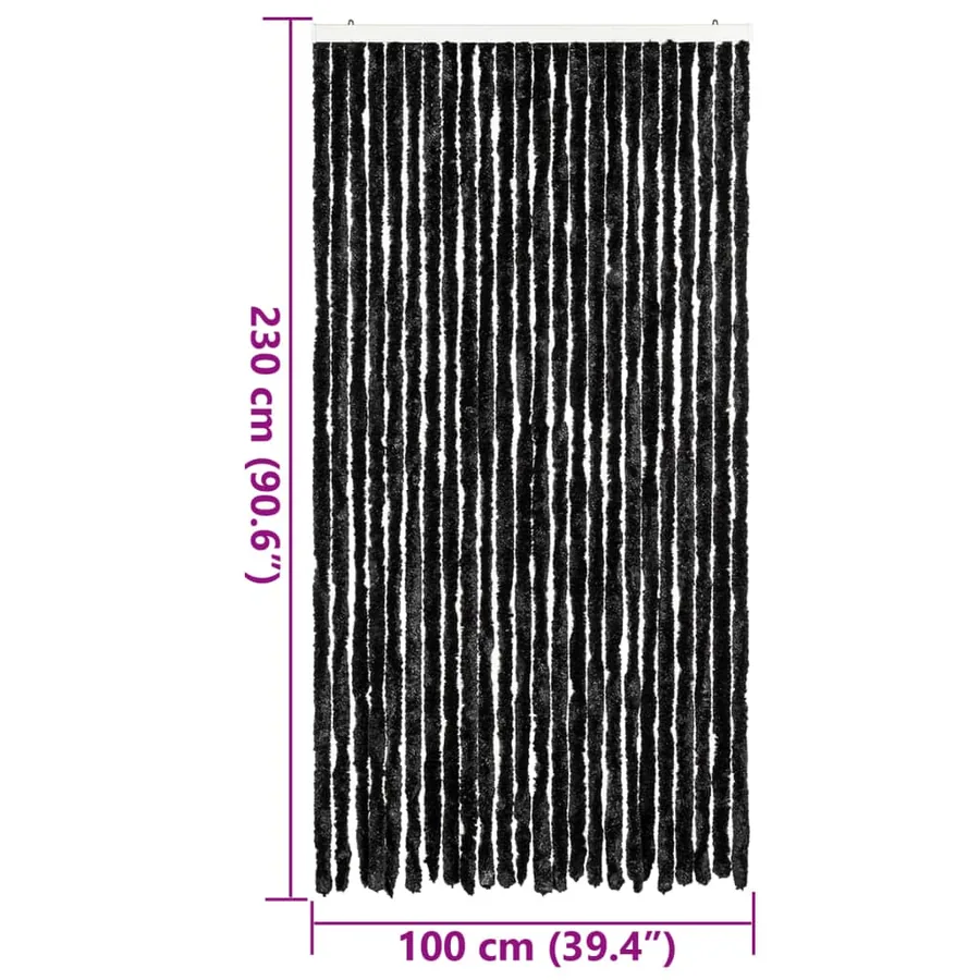 Rideau anti-mouches anthracite 100x230 cm chenille - 7