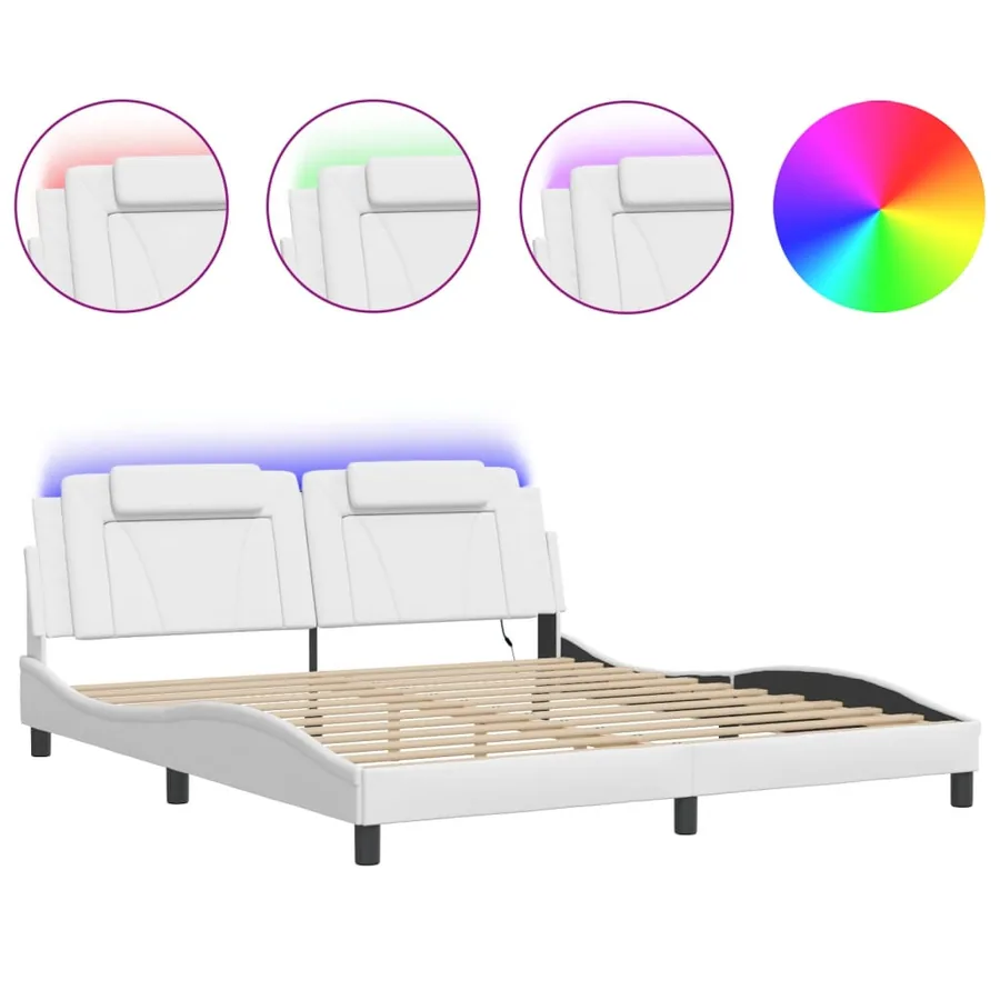 Cadre de lit Viana avec LED sans matelas blanc 180x200 cm - 2