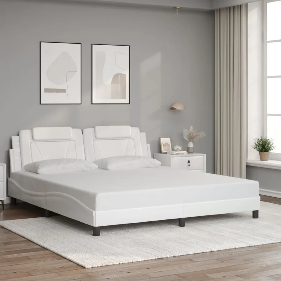 Cadre de lit Viana avec LED sans matelas blanc 180x200 cm - 4