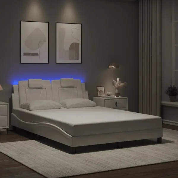 Cadre de lit Viana avec LED sans matelas blanc 120x200 cm